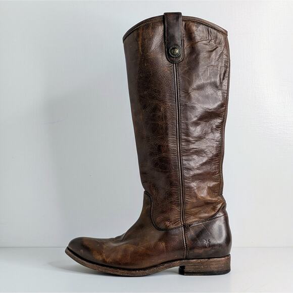 Frye Melissa Button Brown Leather Tall Boots 7.5 Equestrian Western Boho 77172 - Picture 9 of 16